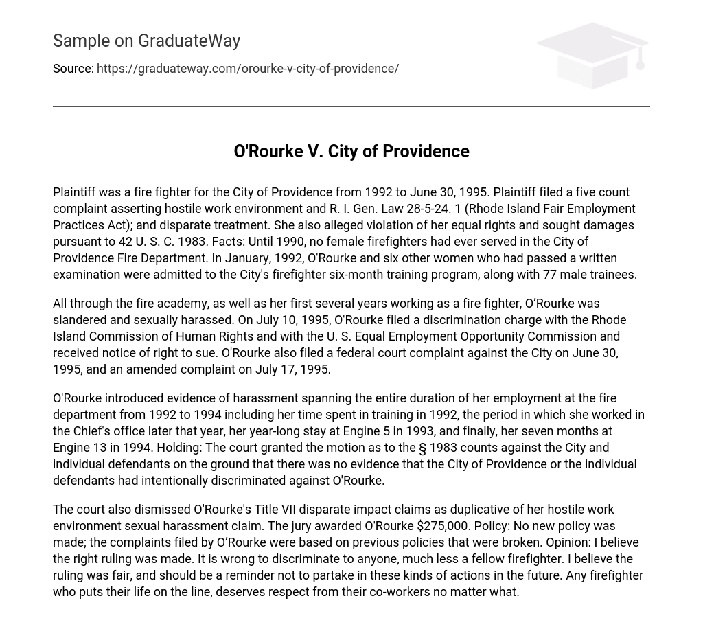 O’Rourke V. City of Providence