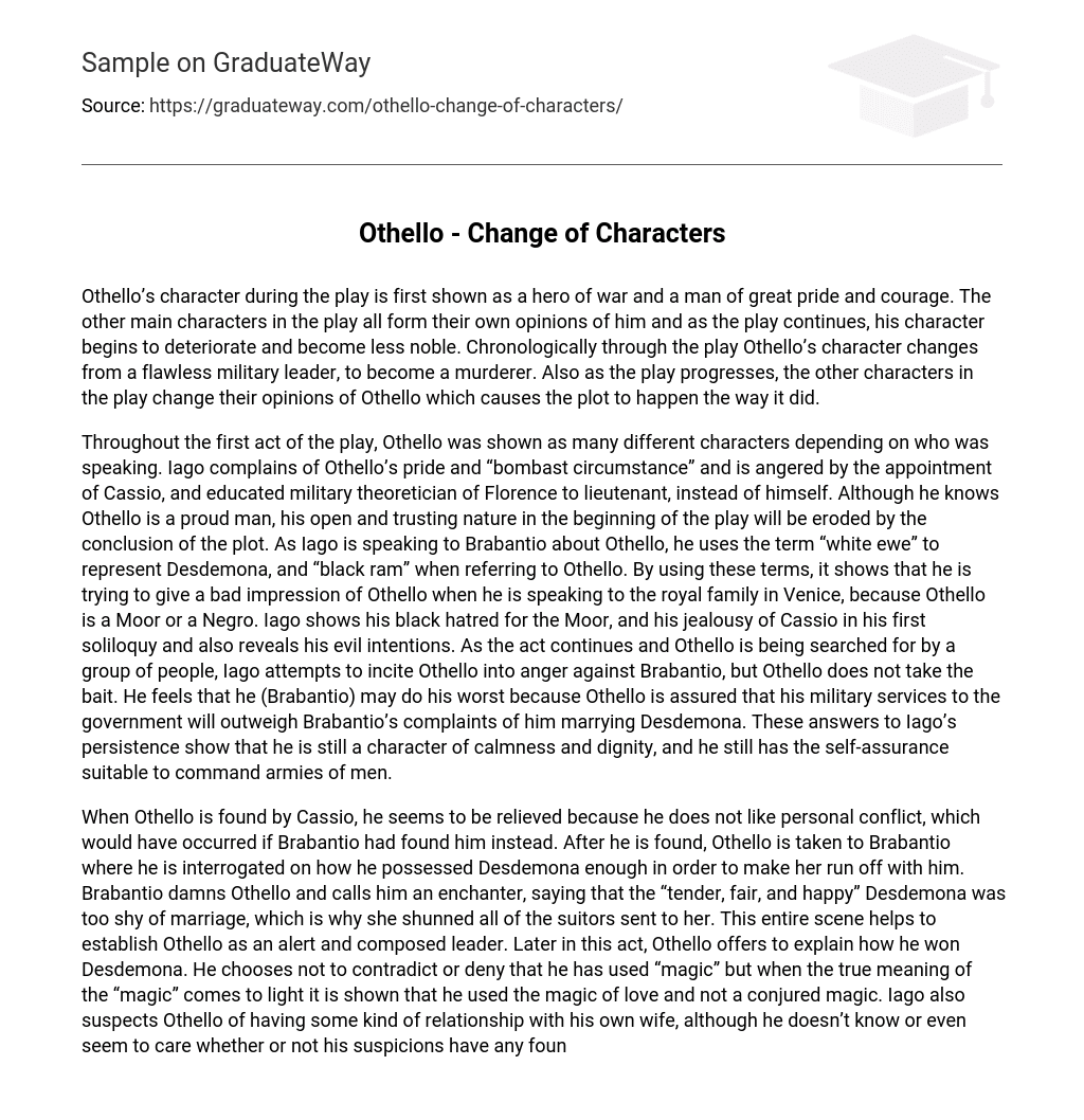 Othello – Change of Characters