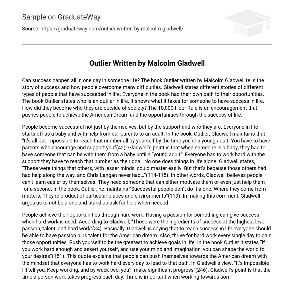 outliers reflection essay