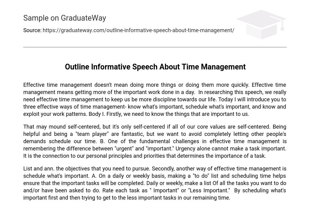 Outline Informative Speech About Time Management