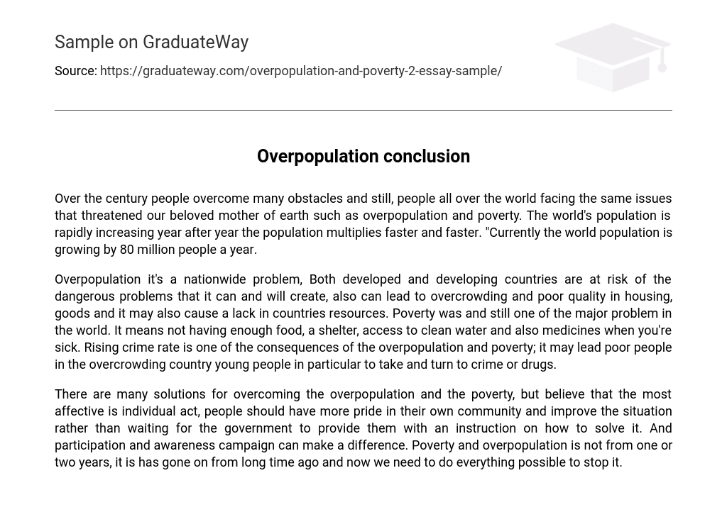 long essay about overpopulation