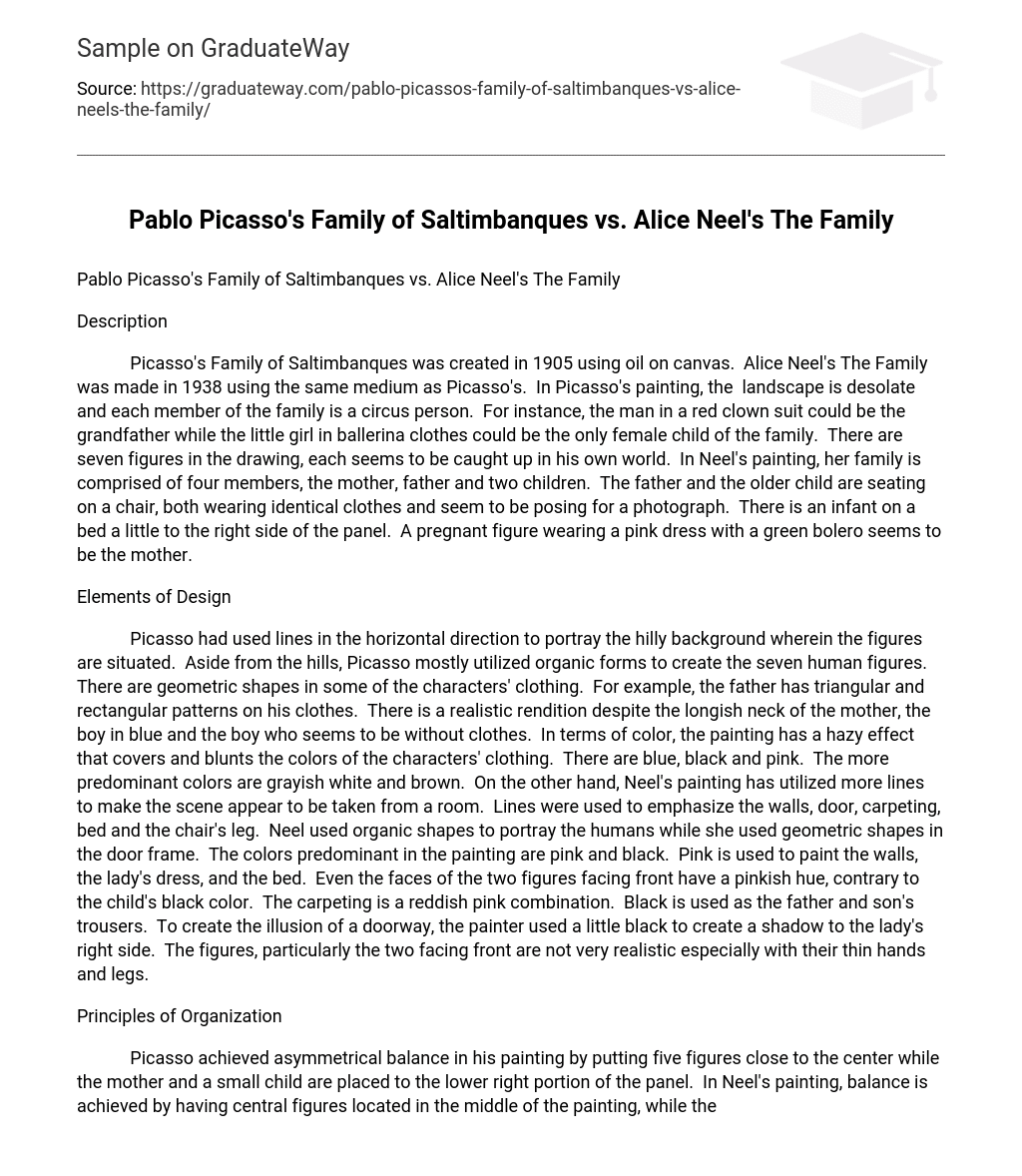 Pablo Picasso’s Family of Saltimbanques vs. Alice Neel’s The Family