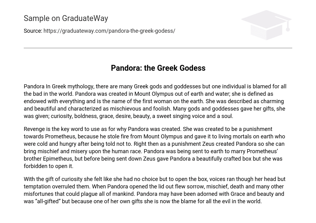 Pandora: the Greek Godess
