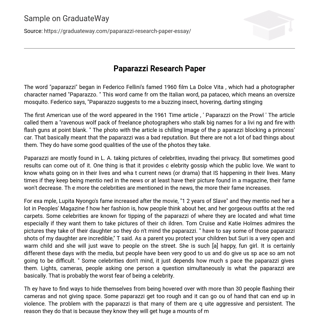 Paparazzi Research Paper