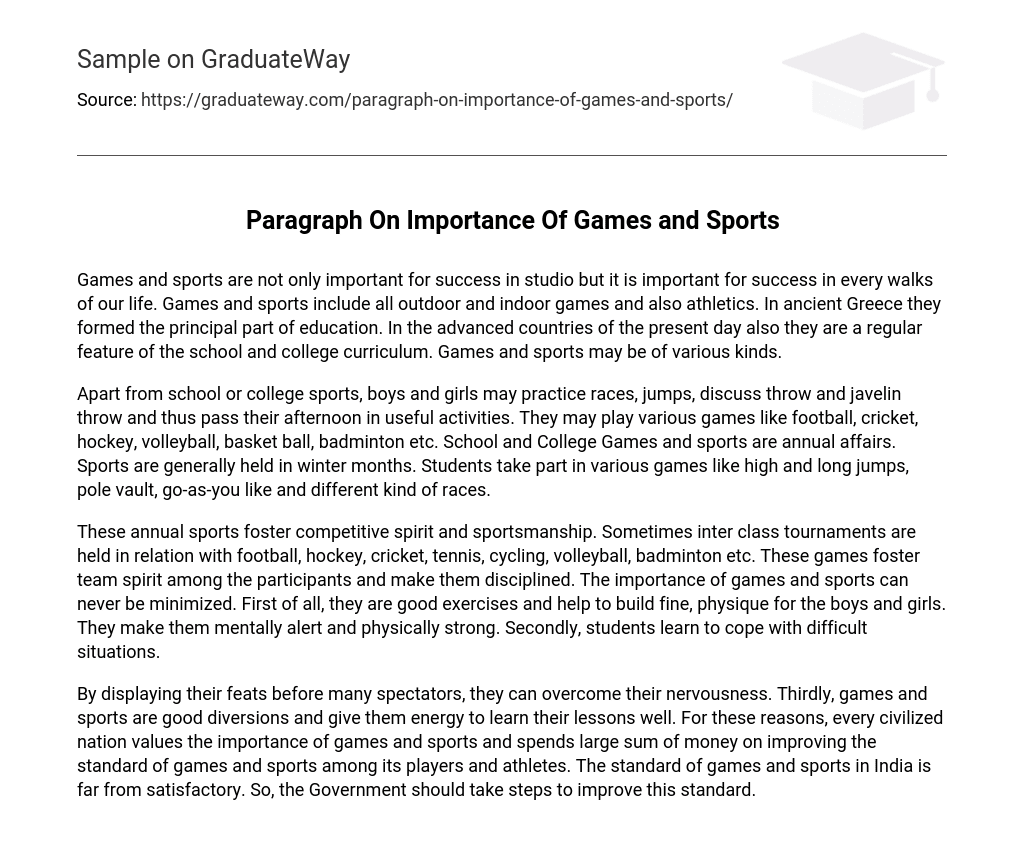 Paragraph On Importance Of Games and Sports
