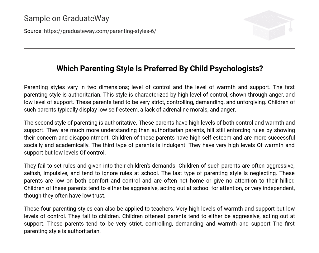 Which Parenting Style Is Preferred By Child Psychologists?