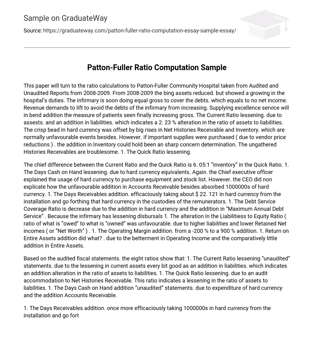 Patton-Fuller Ratio Computation Sample