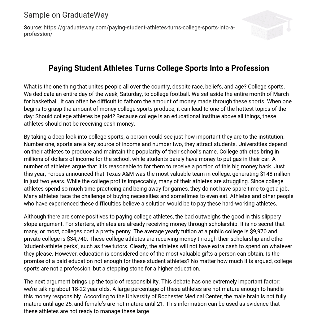 research paper on college sports