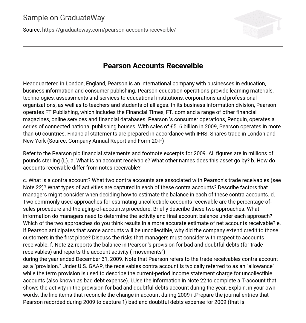 Pearson Accounts Receveible