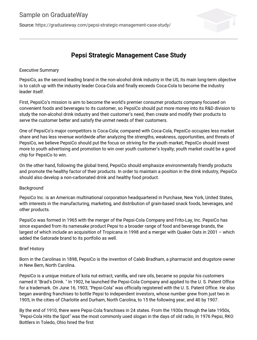 Pepsi Strategic Management Case Study