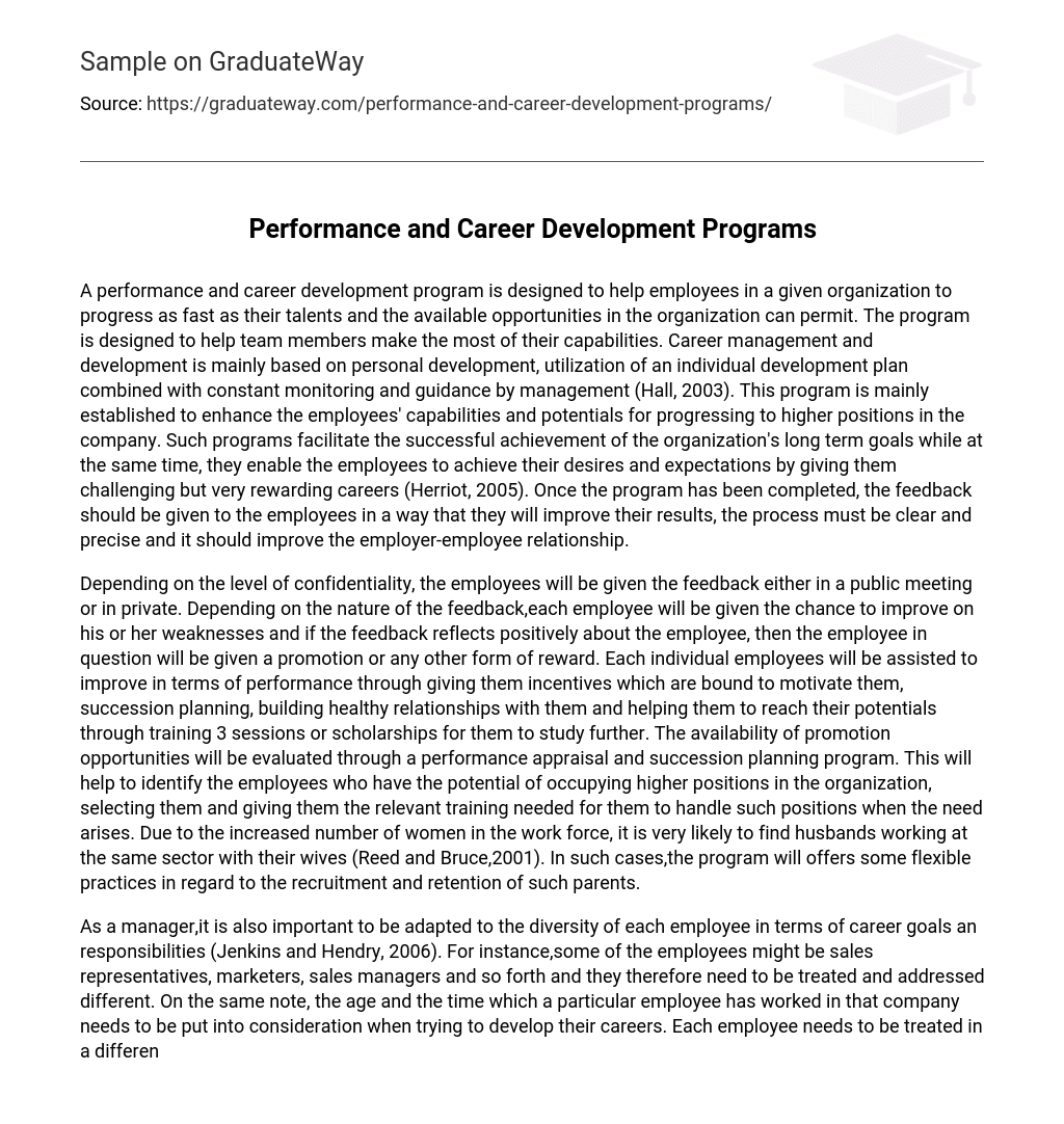 Performance and Career Development Programs