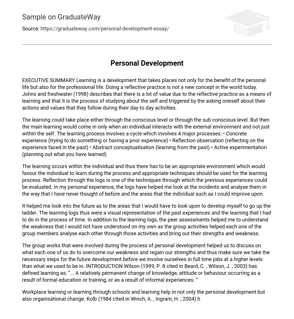 personal development essay about yourself