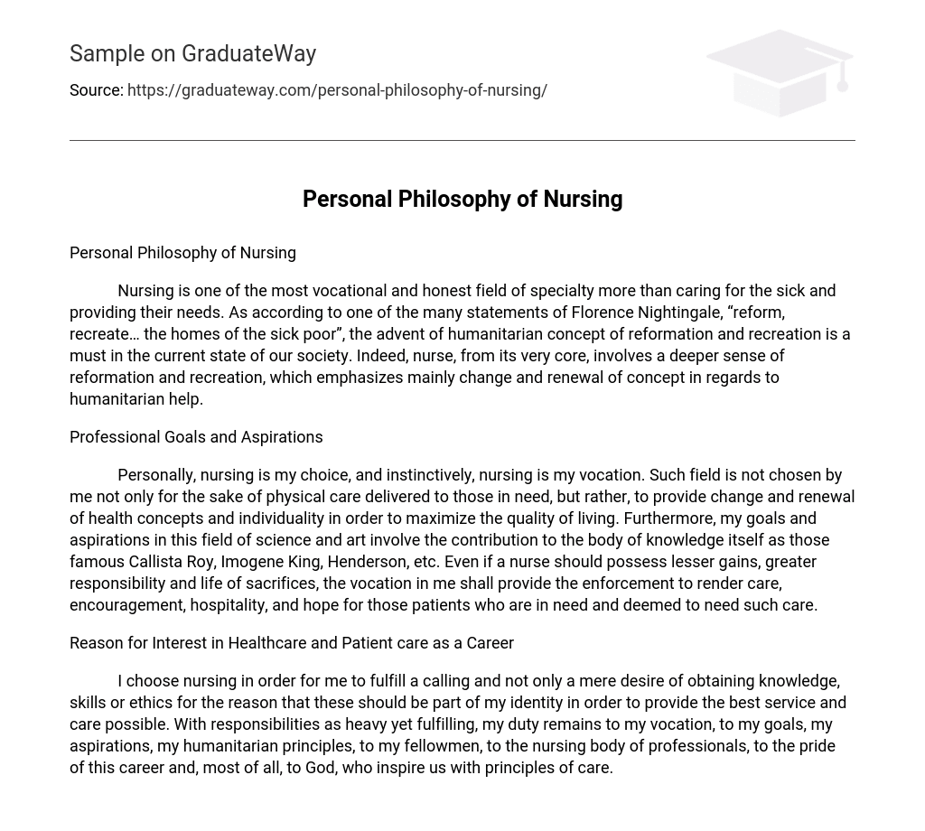 nursing introduction personal statement