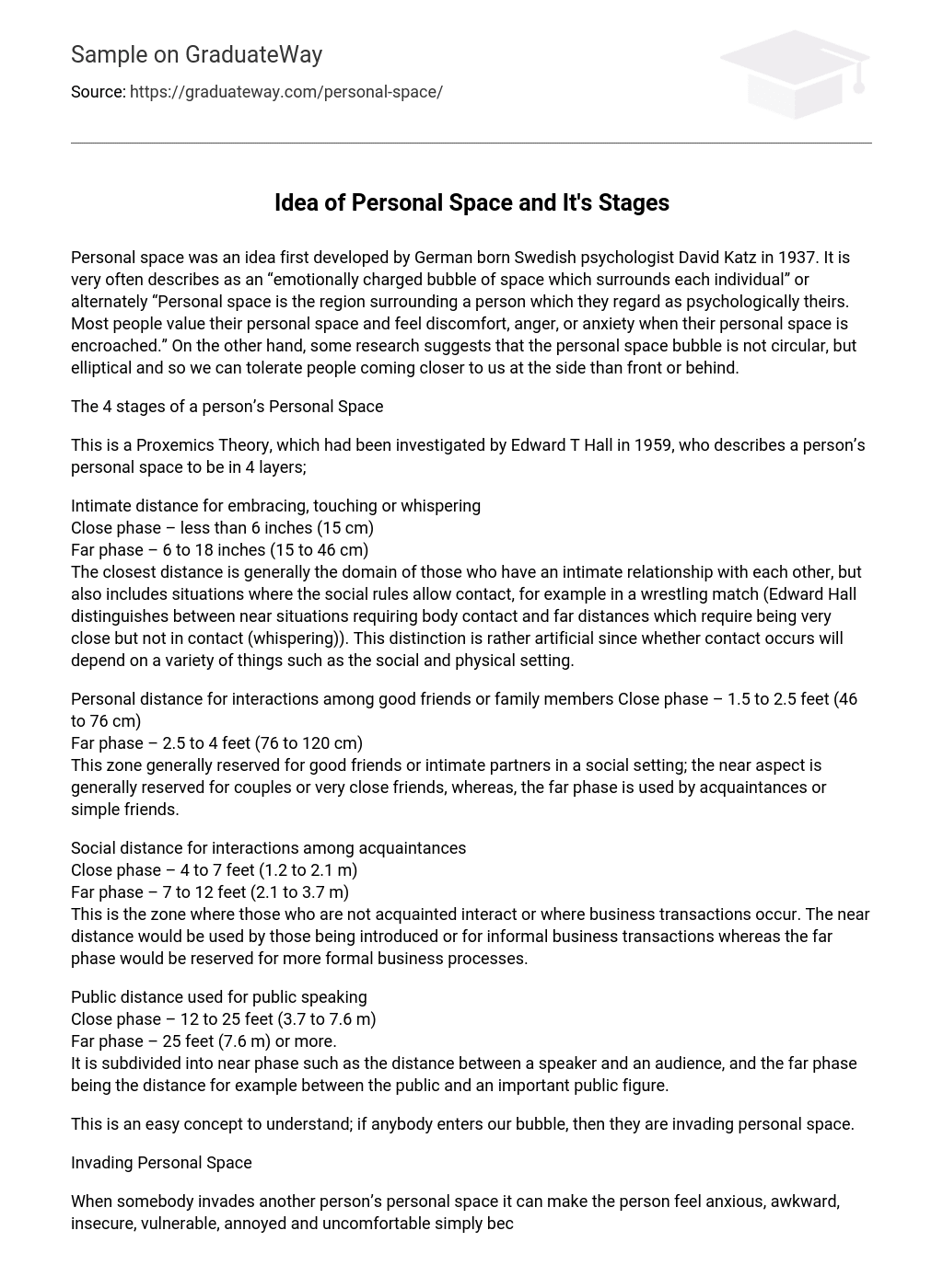 Idea of Personal Space and It’s Stages