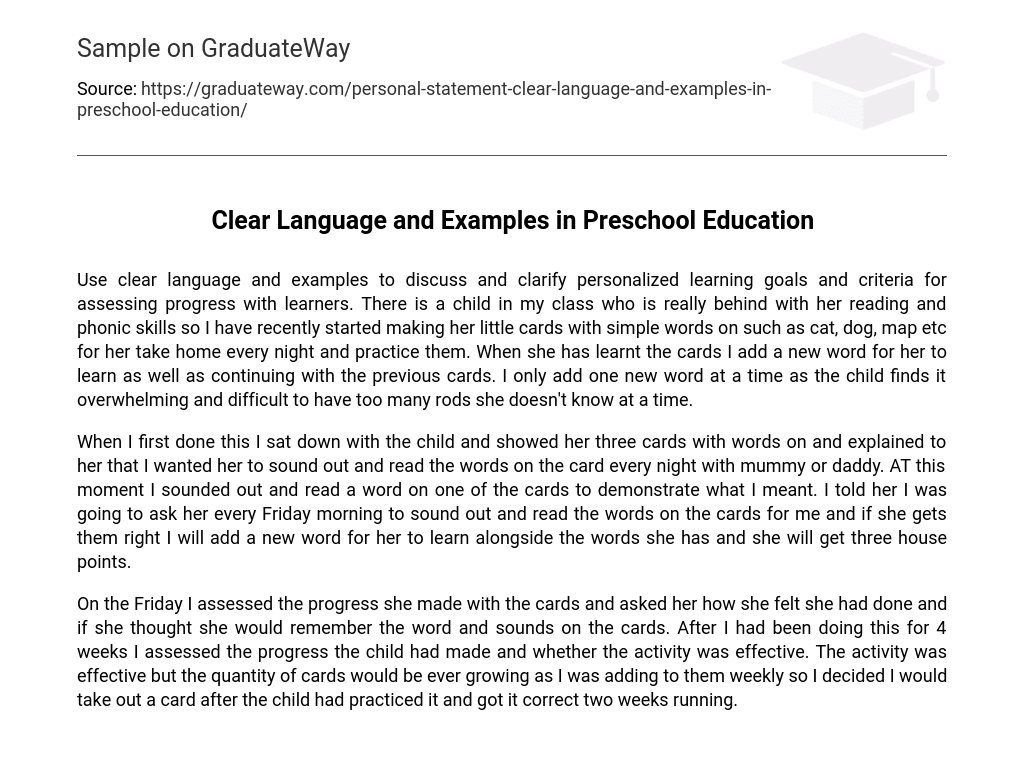 Clear Language and Examples in Preschool Education