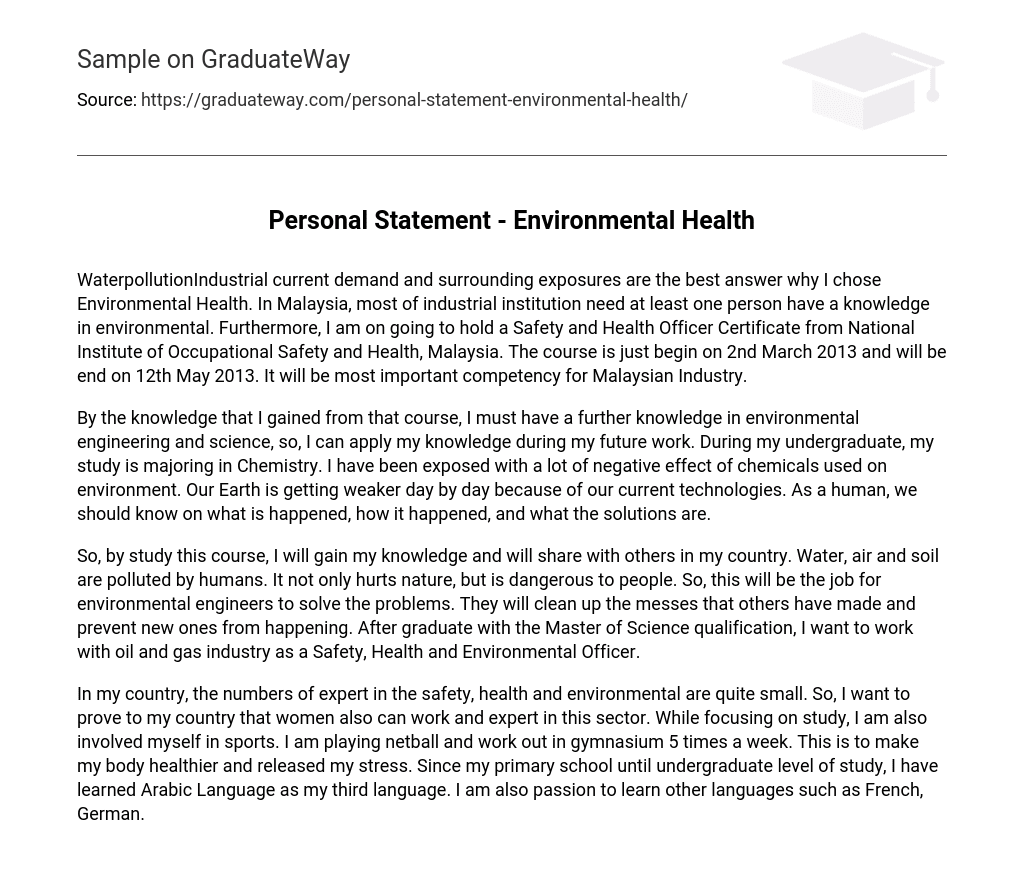 personal statement for environmental health msc