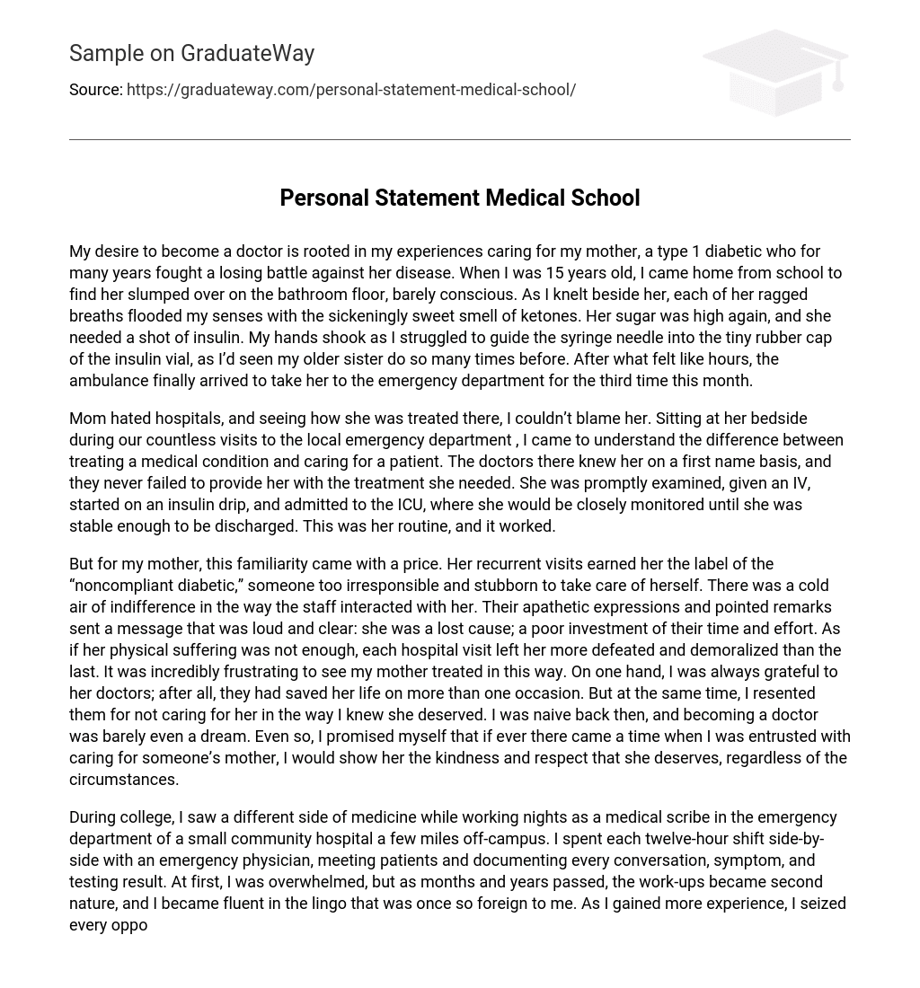 words personal statement medical school