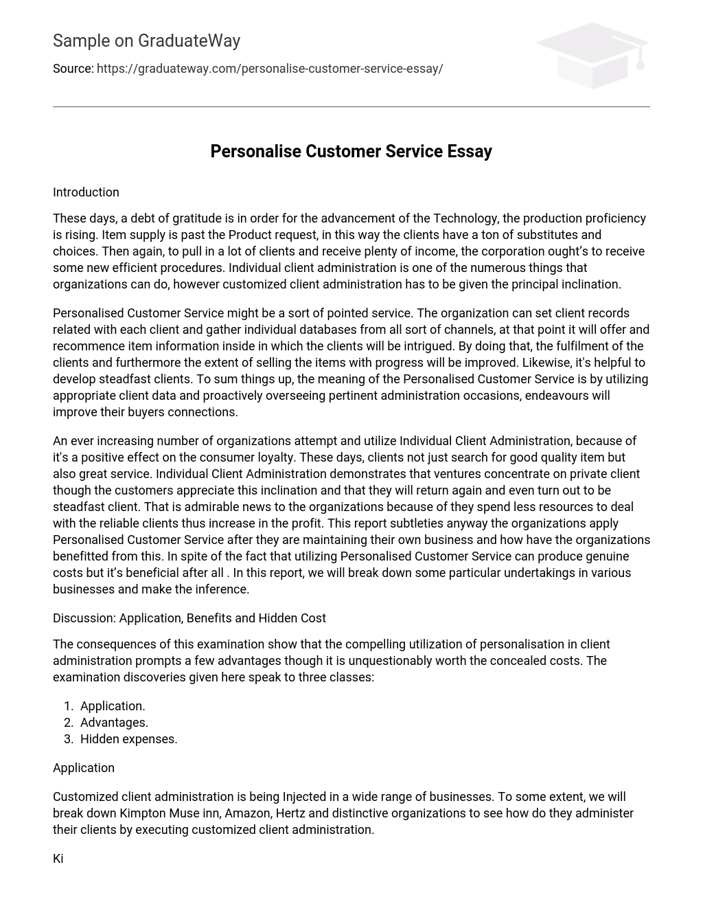 customer support essay in english