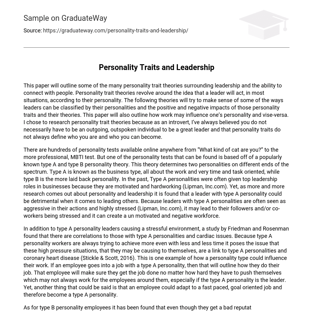 Personality Traits and Leadership