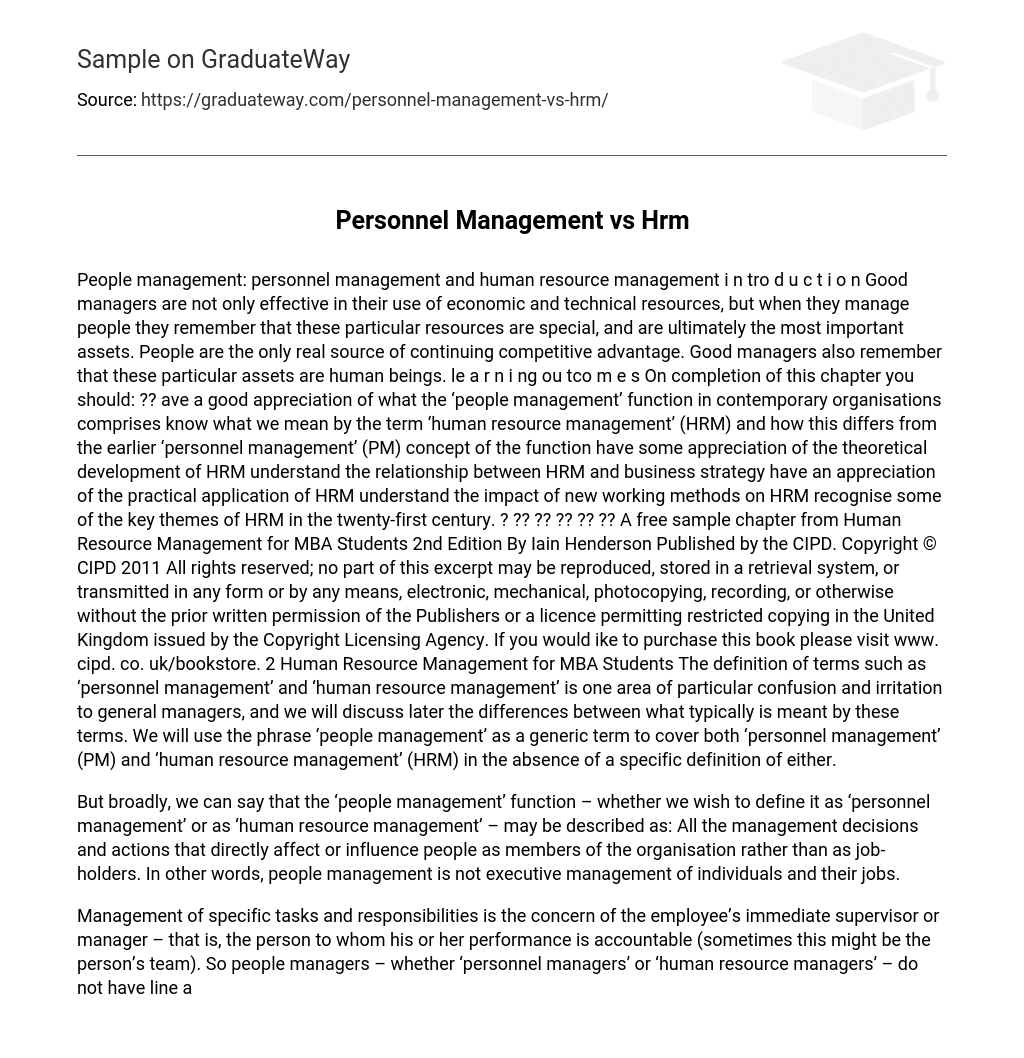 Personnel Management vs Hrm