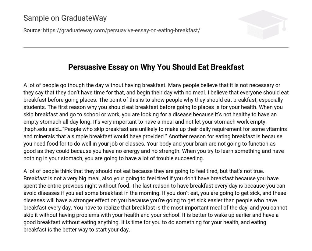 persuasive essay importance of eating breakfast