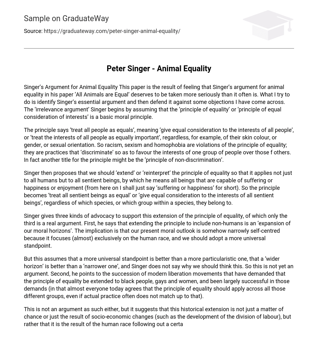 Peter Singer – Animal Equality