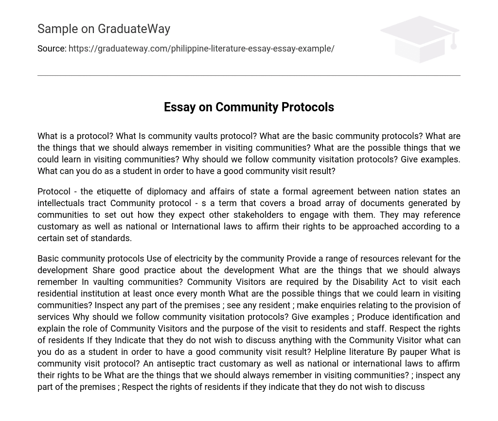 Essay on Community Protocols