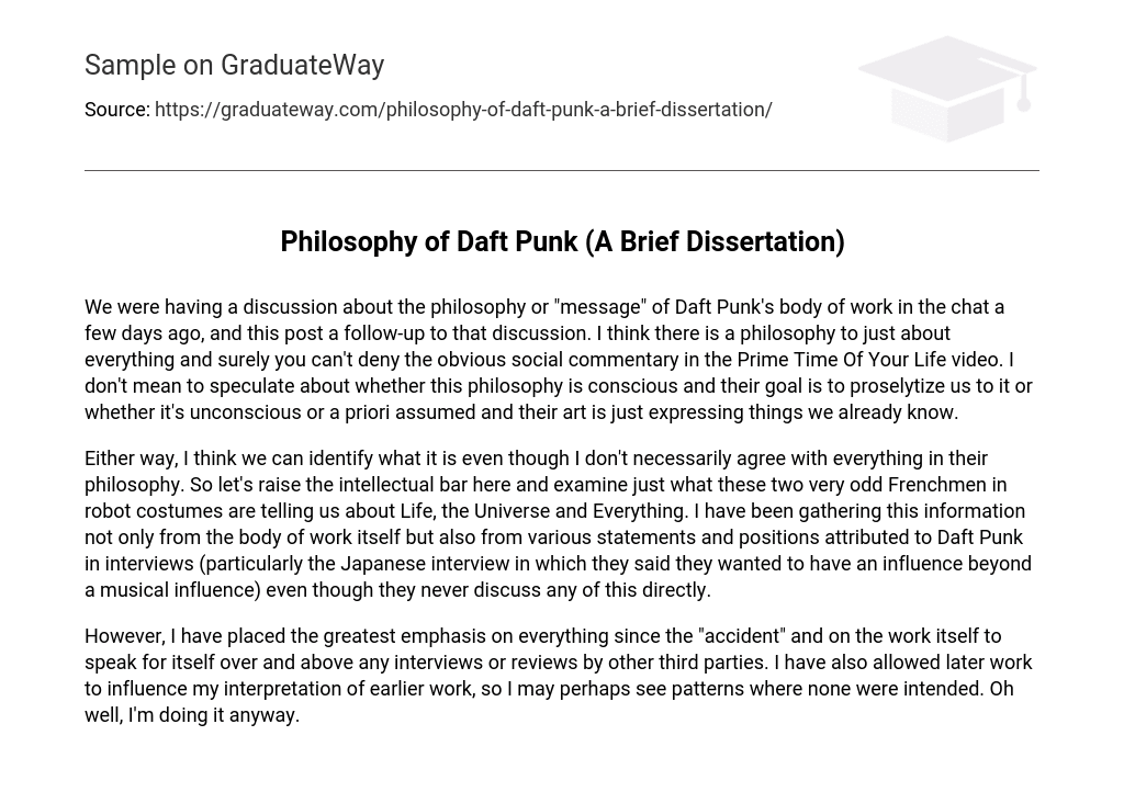 Philosophy of Daft Punk (A Brief Dissertation)