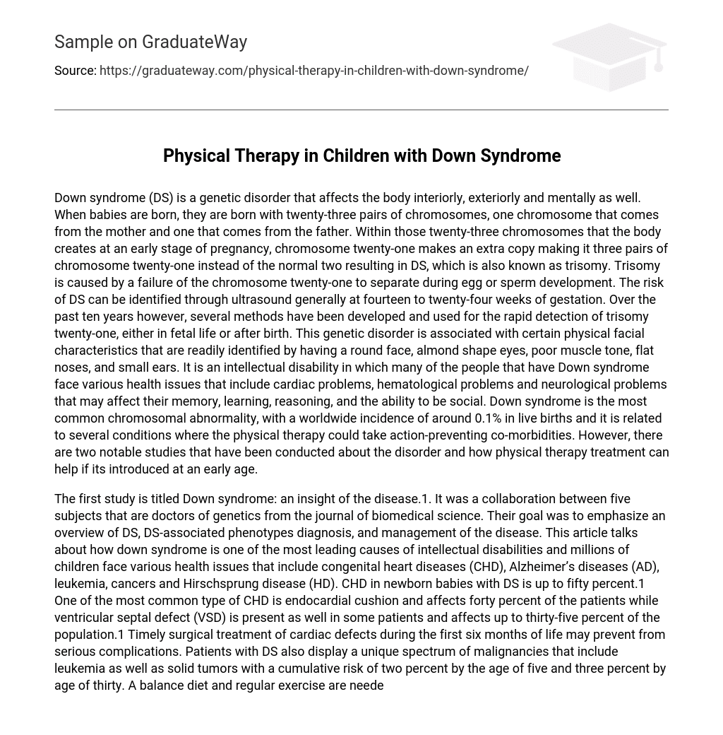 Physical Therapy in Children with Down Syndrome
