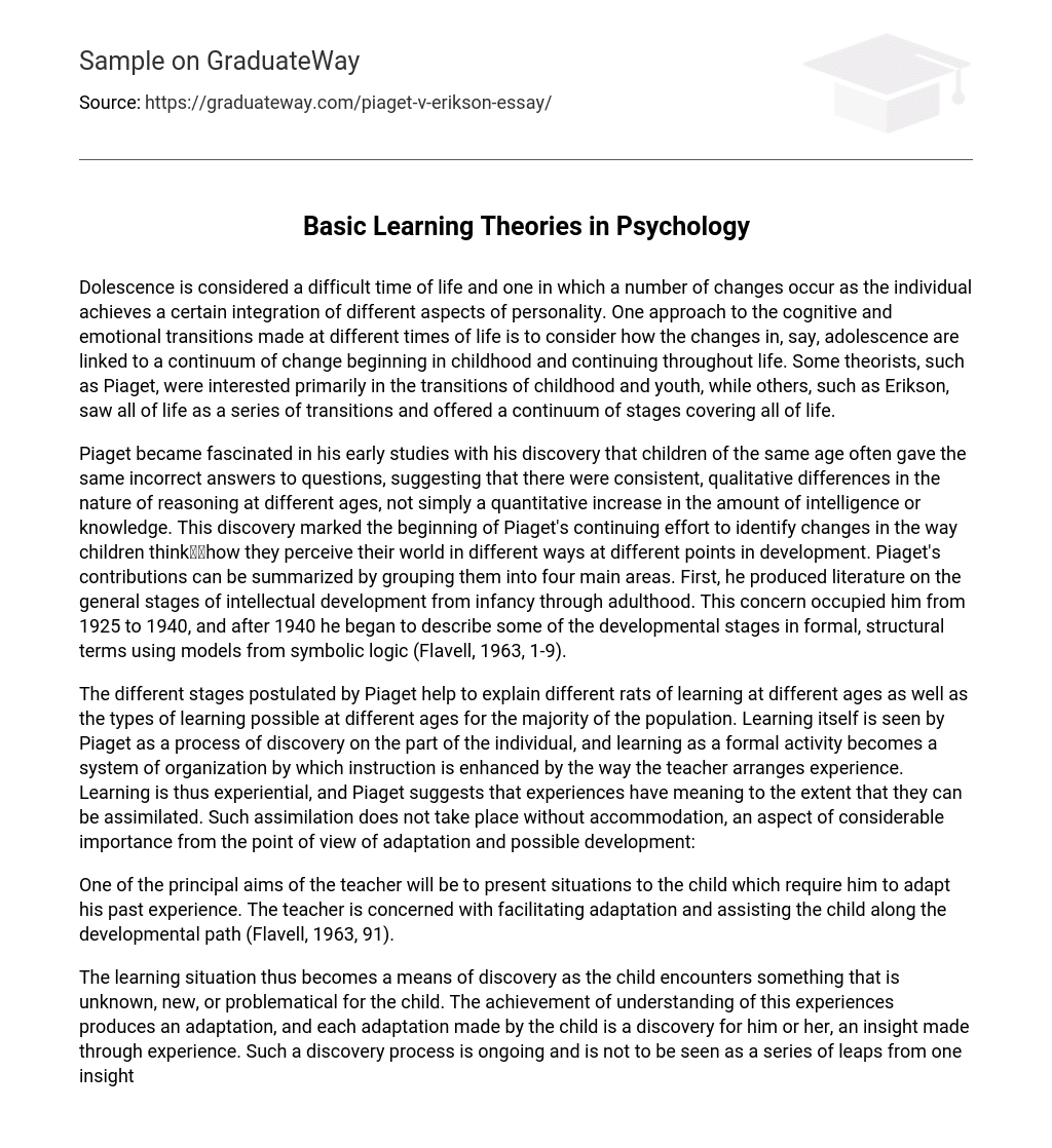Basic Learning Theories in Psychology