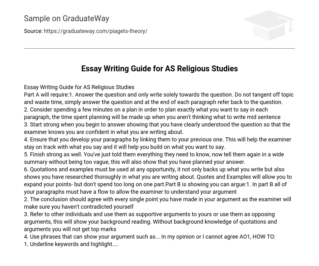 Writing Guide for AS Religious Studies