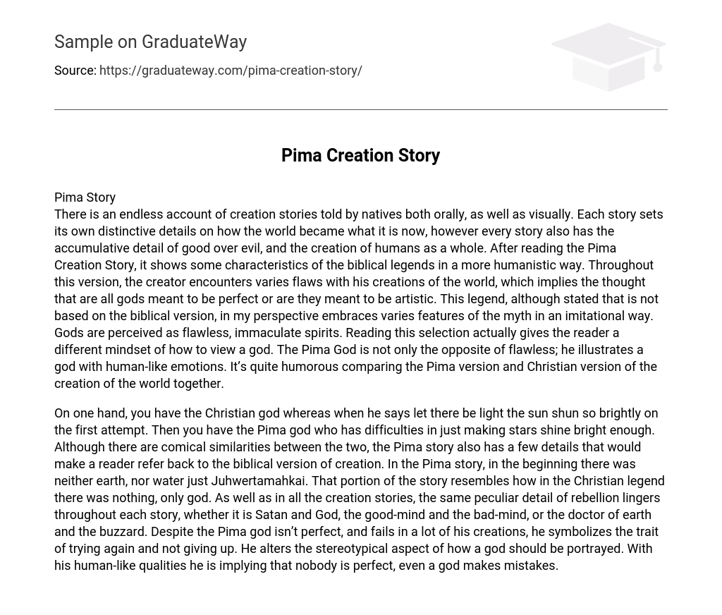 Pima Creation Story Analysis