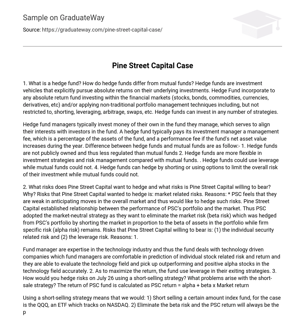 Pine Street Capital Case
