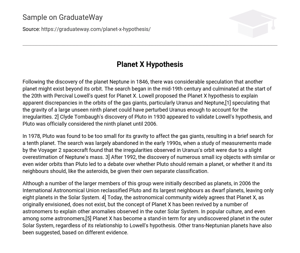 Planet X Hypothesis
