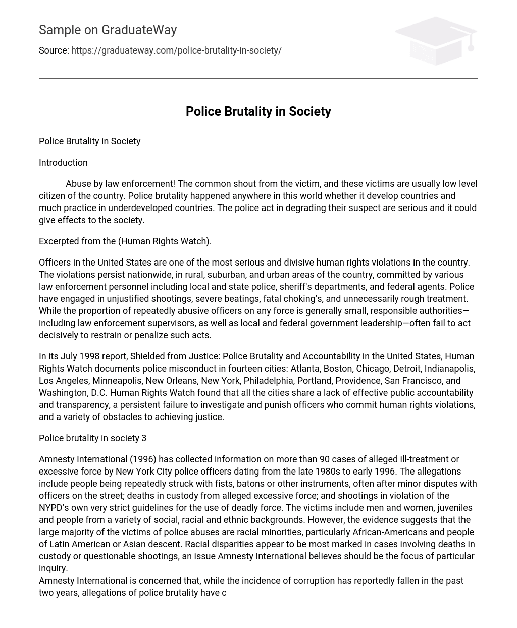 research essay on police brutality