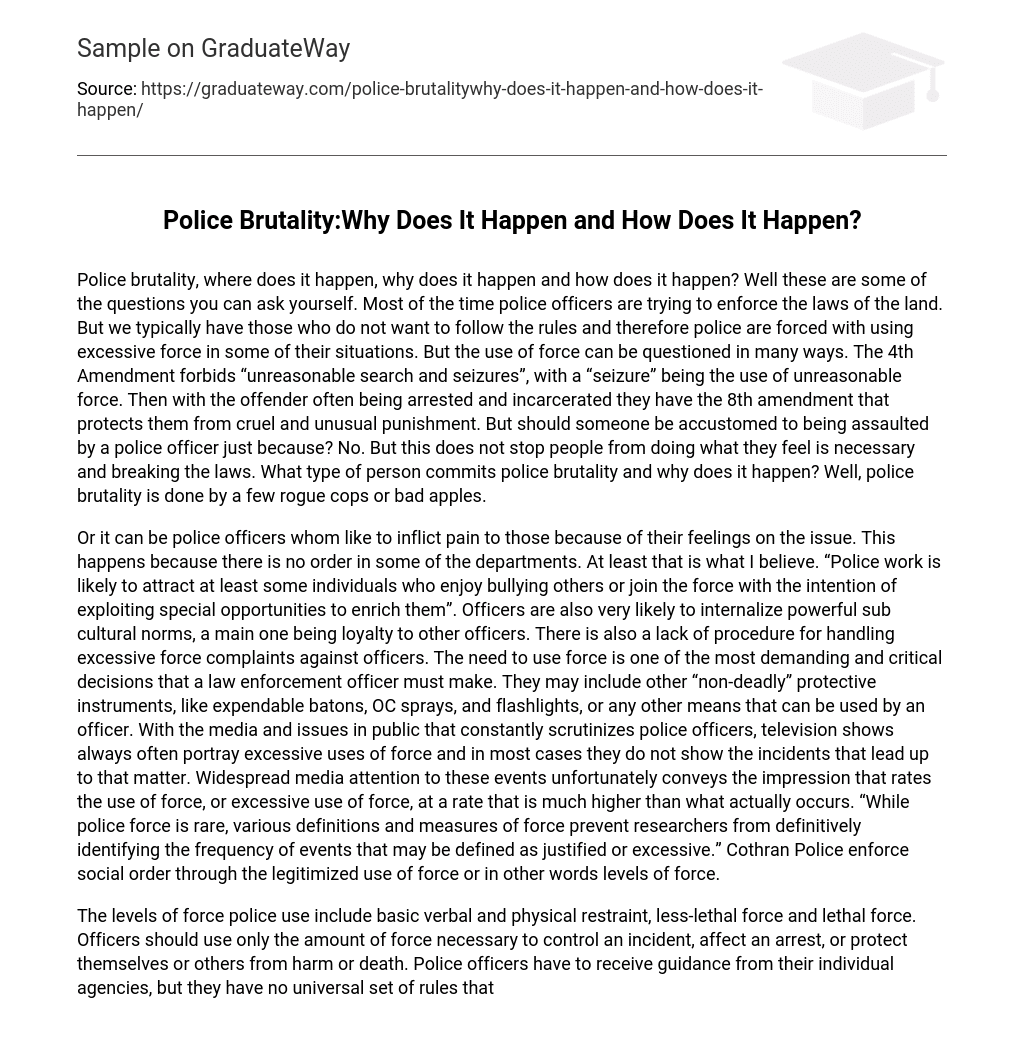 topic sentence for police brutality essay