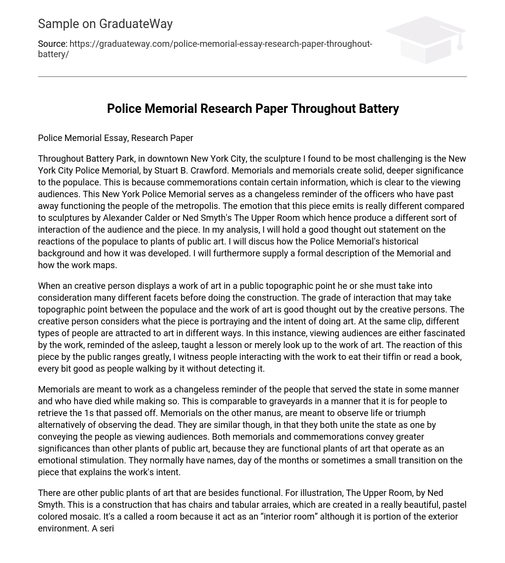 Police Memorial Research Paper Throughout Battery