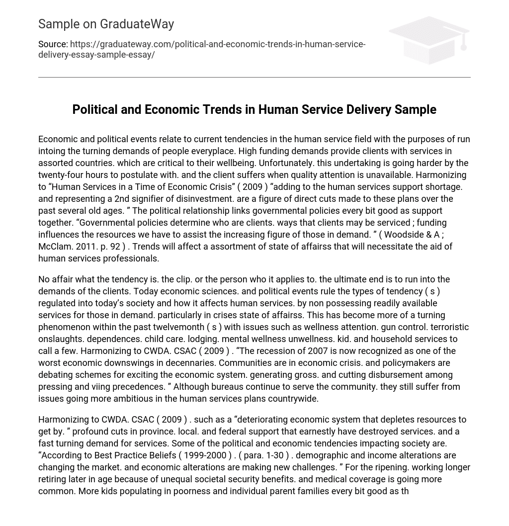 Political and Economic Trends in Human Service Delivery Sample