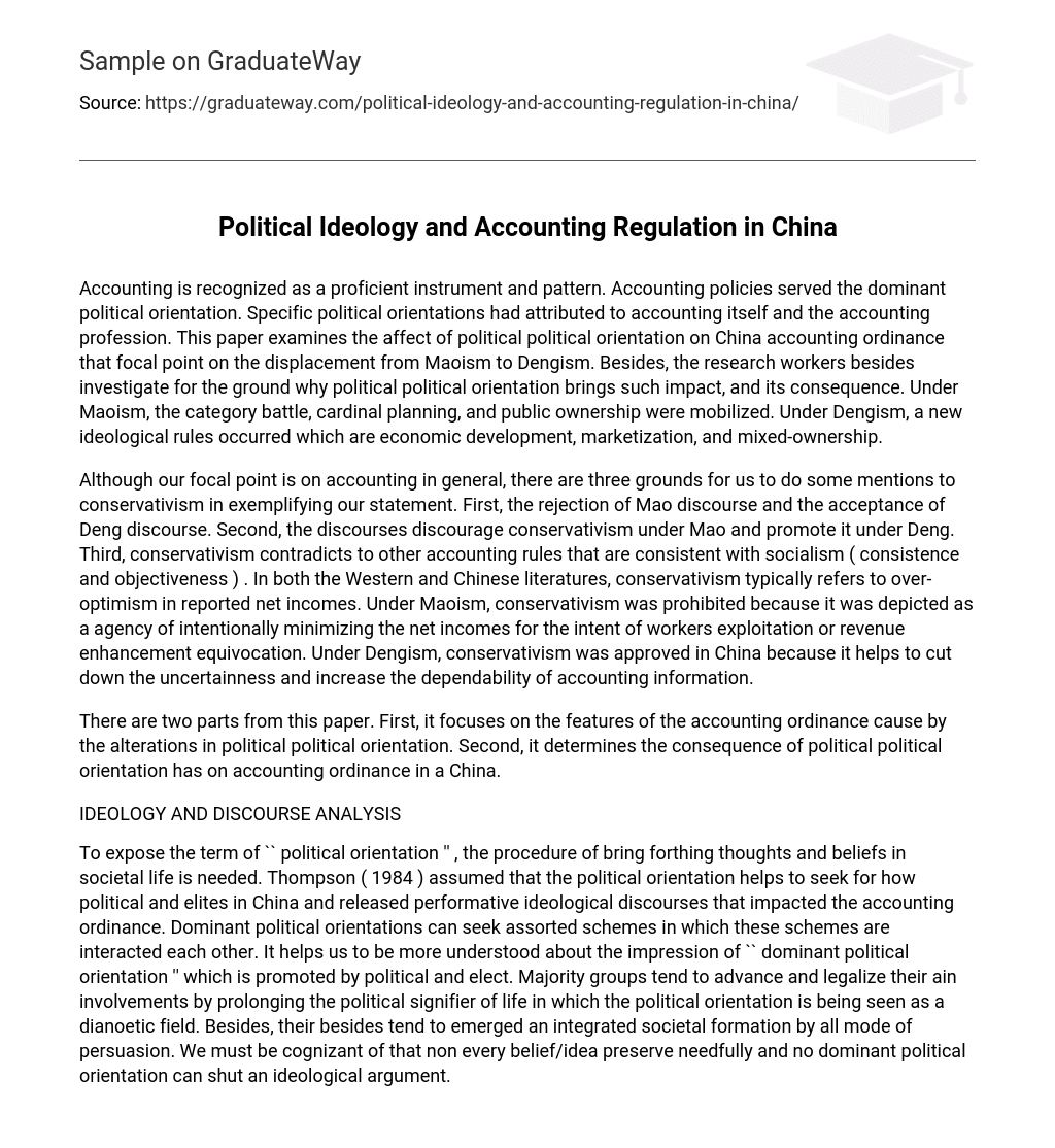 Political Ideology and Accounting Regulation in China