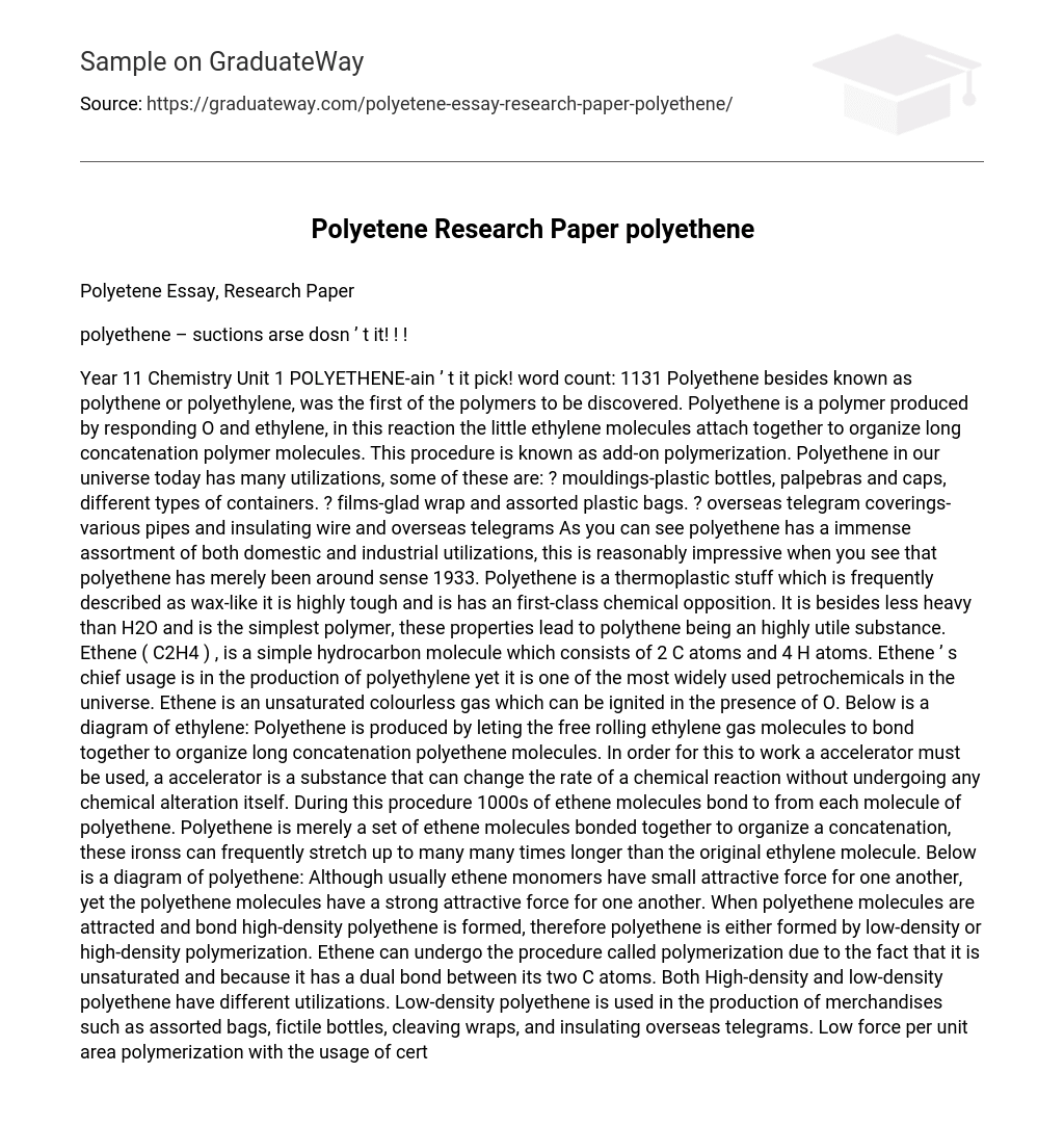 Polyetene Research Paper polyethene