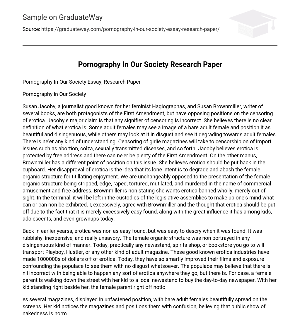 Pornography In Our Society Research Paper