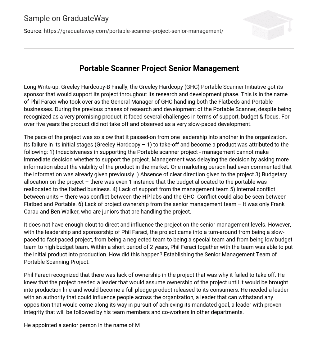 Portable Scanner Project Senior Management