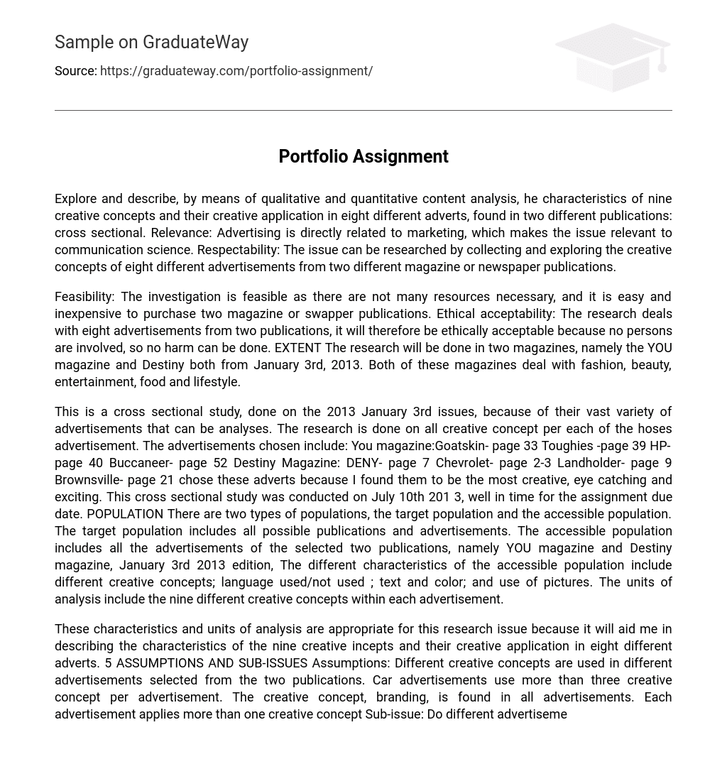Portfolio Assignment Analysis