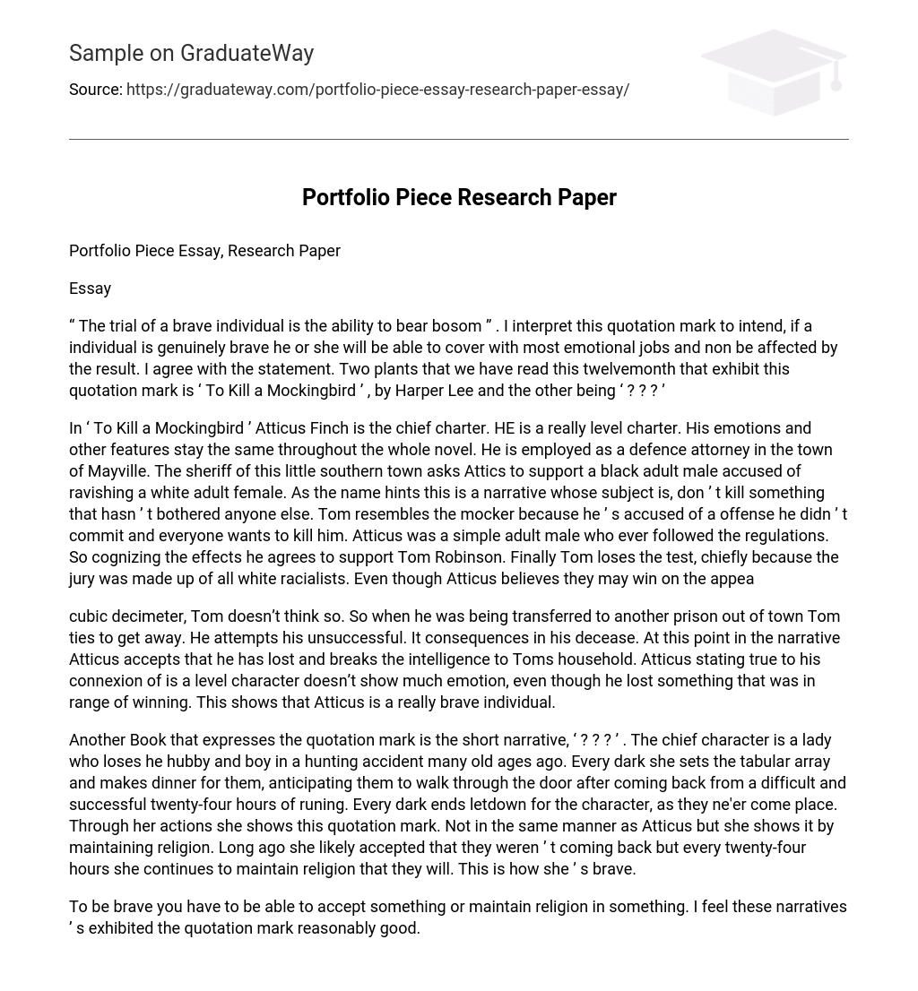 Portfolio Piece Research Paper