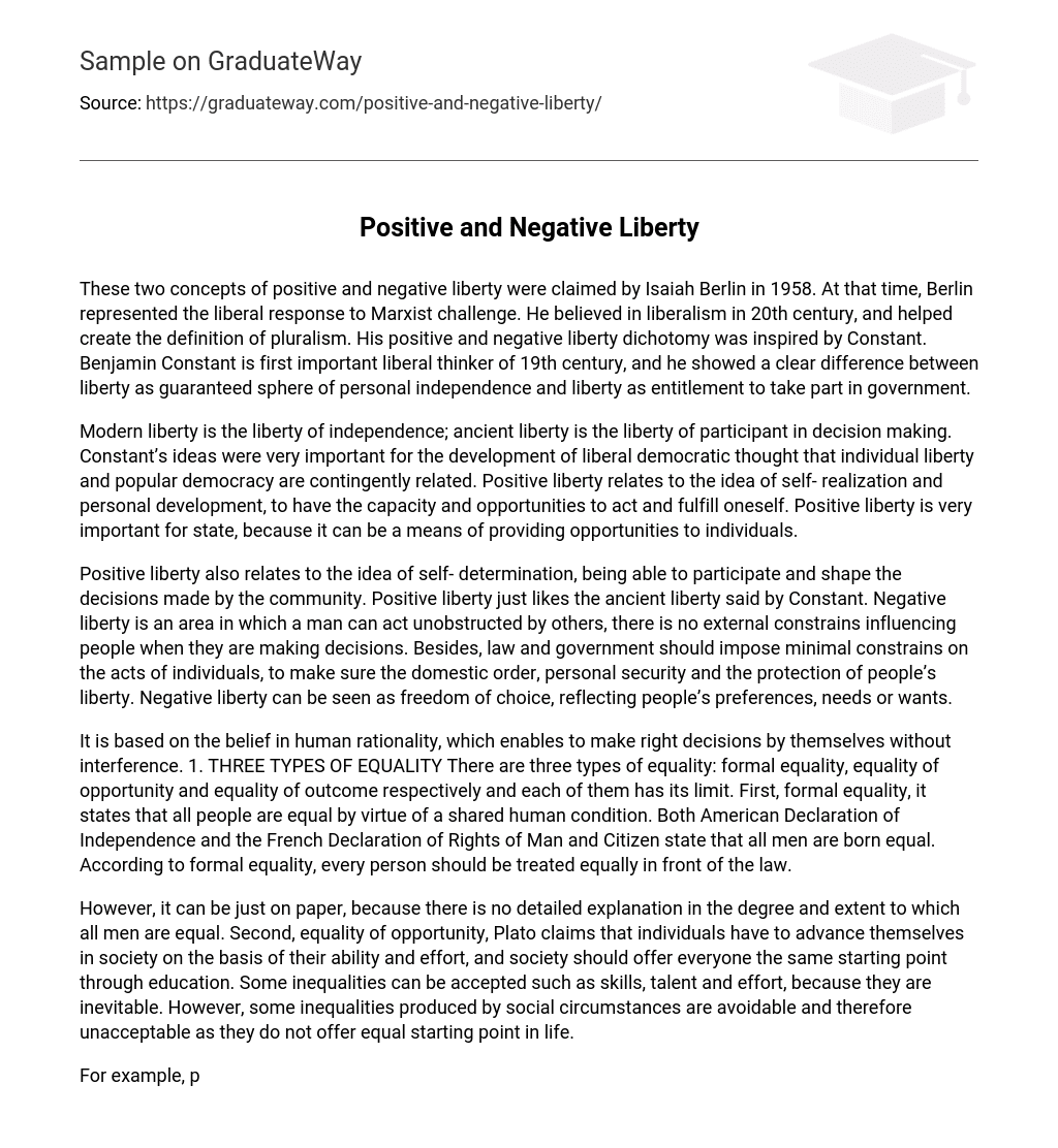 negative liberty essay