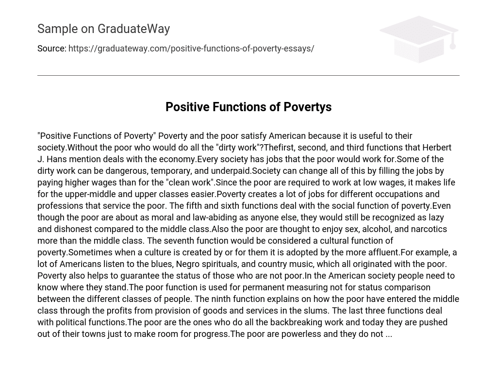Positive Functions of Povertys