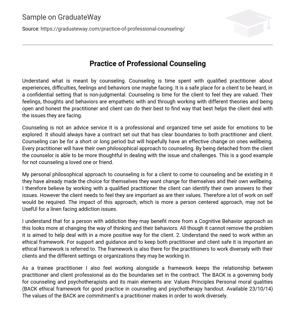 Practice of Professional Counseling