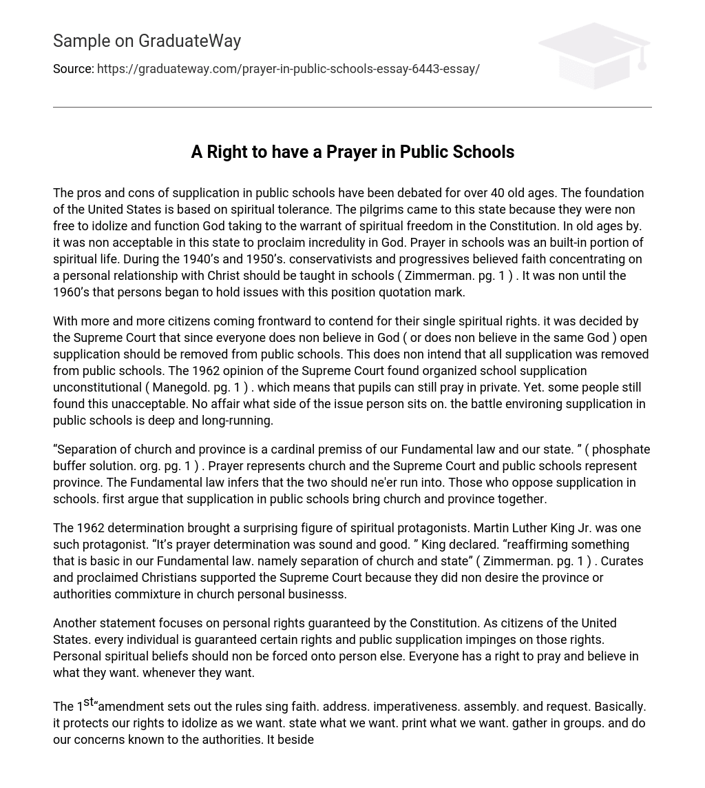 A Right to have a Prayer in Public Schools