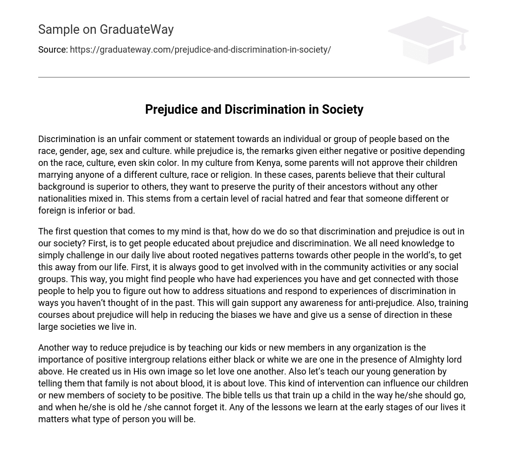Prejudice and Discrimination in Society