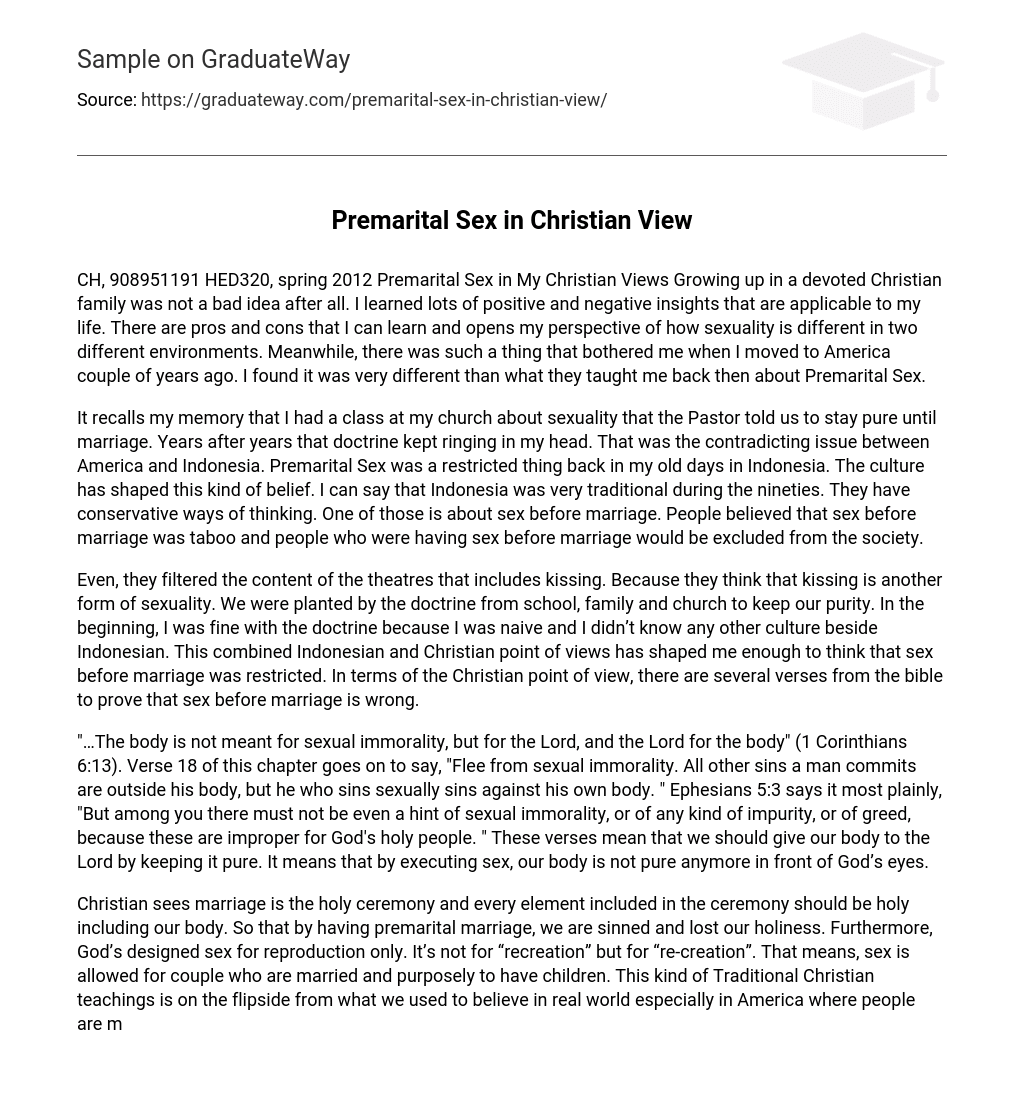 Premarital Sex In Christian View Essay Example Graduateway 5053